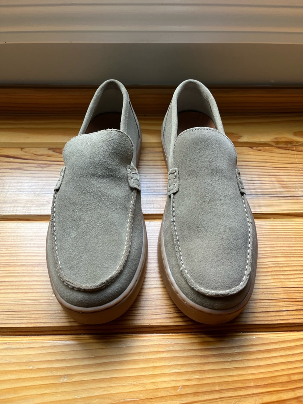 Dockers Men's Suede Slip-On Loafers in Light Taupe